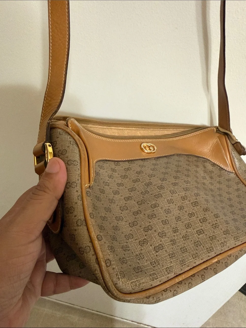 Gucci Tan/Brown Monogram Crossbody Bag